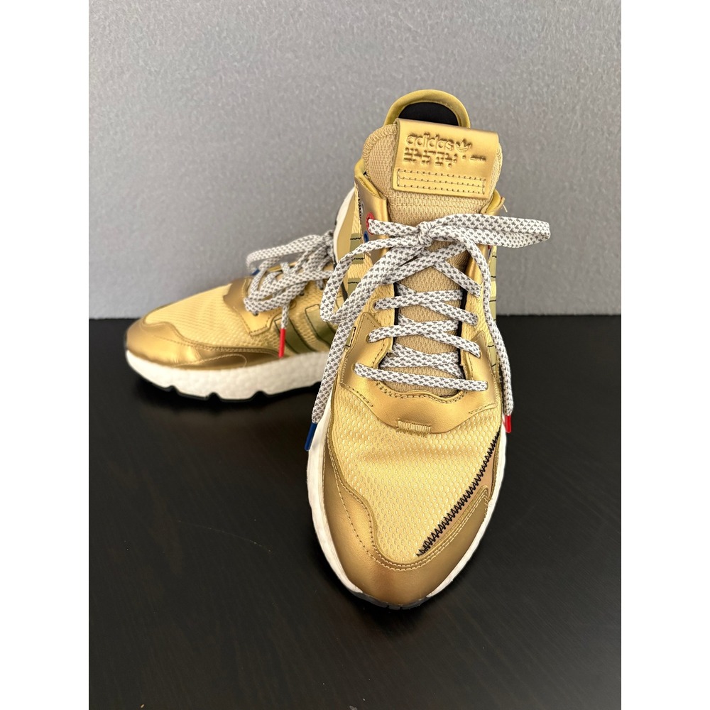 adidas Women Nite Jogger Gold Metallic Sneakers 8 EF5427 Boost Reflective Shoes